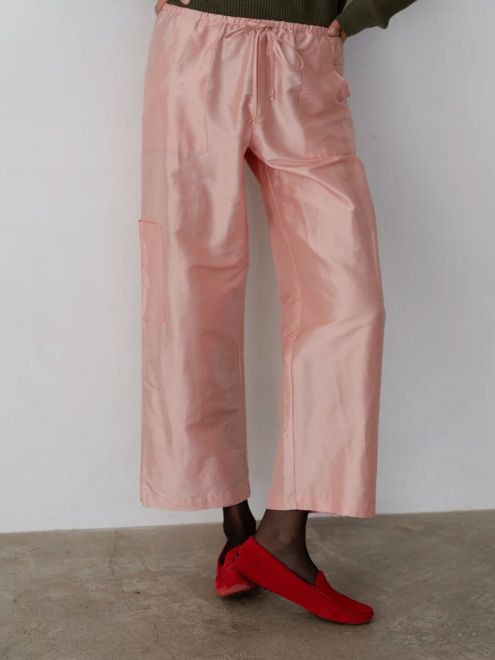 NWT Donni The Taffeta Drawstring Cargo Pant Blossom